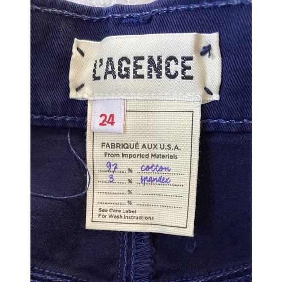 NWT L'AGENCE Sz 24 Navy Ryland High Rise Cut Off Pockets Zip Shorts Raw Hem - Picture 5 of 7